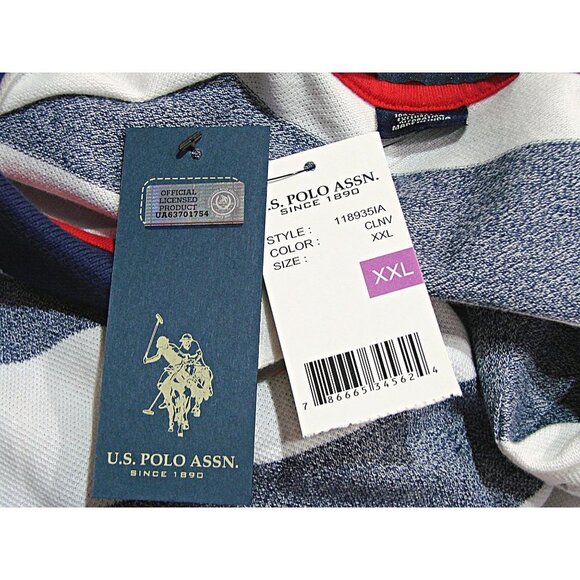 NEW US Polo Assn Polo Shirt Mens Blue White Striped Short Sleeve Cotton Sz XXL - Picture 6 of 10